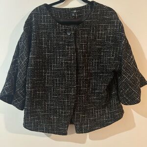 Elegant Black and White Tweed Jacket